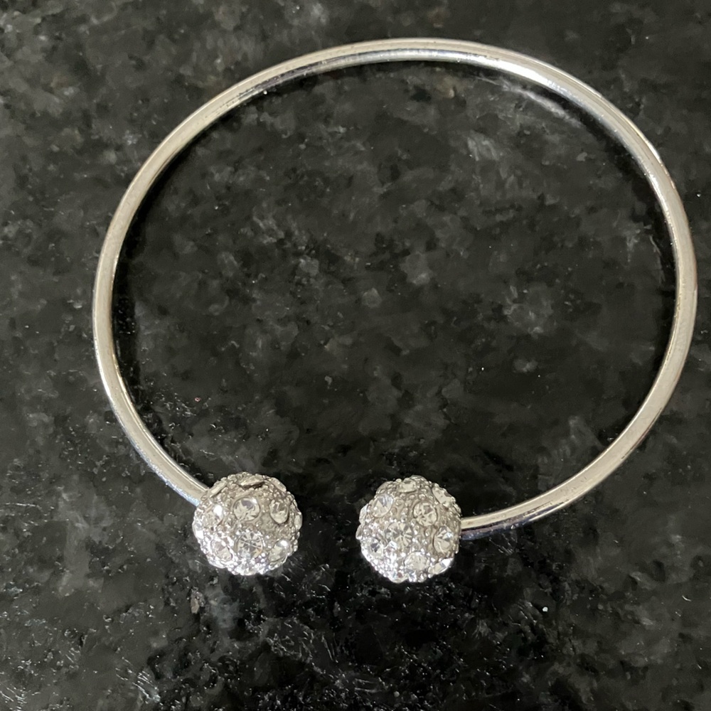 Elegant Silver Tone Crystal Ball Bracelet